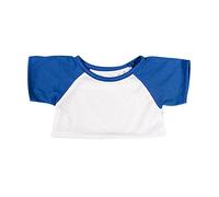 T-shirt blanc à manches bleues - 40cm - Vêtements pour nounours, ours en peluche, animaux en peluche et Build-a-Bear