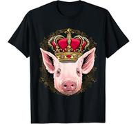 T-Shirt Cuello Redondo Camisetas Básicas Manga Corta tee para Entrenamiento Correr Gimnasio Rey Cerdo con Corona - Reina Cerda Animal M