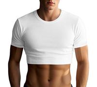 T Shirt Herren V Herren T-Shirt Batik Crop Tops mit Rundhalsausschnitt Sommer Kurzarm Workout Hot Shirts Männer Herren Tank Top Lauft, Blanco, XXL