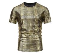 T-Shirt Homem - Camiseta Transpirable Hombre Playeras Camiseta De Manga Corta con Cuello Redondo Y para Hombre Party Stage (Gold M)