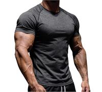 T Shirt Homem, Tallas Grandes Elegante Running Poliester Manga Corta Fashion Deportiva Talla Grande Fitness Transpirable Deporte Transpirables Cuello Redondo Camisa Manga Corta Hombre,M