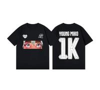T-Shirt In Cotone Unisex A Maniche Corte Cantante Young Miko Merch Modello Estivo Di Tendenza A Maniche Corte Unisex XS-3XL-Black||3X_l