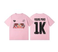 T-Shirt In Cotone Unisex A Maniche Corte Cantante Young Miko Merch Modello Estivo Di Tendenza A Maniche Corte Unisex XS-3XL-Pink||s