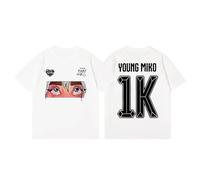T-Shirt In Cotone Unisex A Maniche Corte Cantante Young Miko Merch Modello Estivo Di Tendenza A Maniche Corte Unisex XS-3XL-White||s