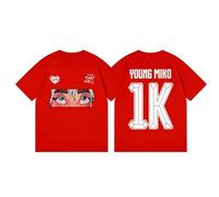 T-Shirt In Cotone Unisex A Maniche Corte Cantante Young Miko Merch Modello Estivo Di Tendenza A Maniche Corte Unisex XS-3XL-Red||s