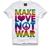 T-Shirt Make Love Not War Peace Freedom Rainbow Flag LGBT(X-Large)