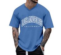 T-Shirt Oversized Homme Motif City Los Angeles Col Rond Manches Courtes té basique Lounge/g