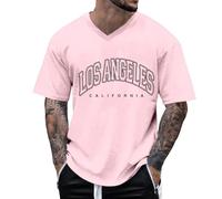 T-Shirt Oversized Homme Motif City Los Angeles Col Rond Manches Courtes té basique Lounge/g