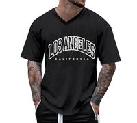 T-Shirt Oversized Homme Motif City Los Angeles Col Rond Manches Courtes té basique Lounge/g