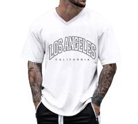 T-Shirt Oversized Homme Motif City Los Angeles Col Rond Manches Courtes té basique Lounge/g