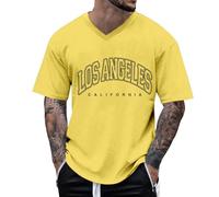 T-Shirt Oversized Homme Motif City Los Angeles Col Rond Manches Courtes té basique Lounge/g