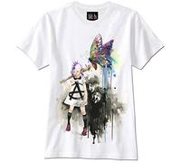 T-Shirt Punk Girl Anarchy Grunge Trippy Psychedelic Skull Watercolor(Medium)