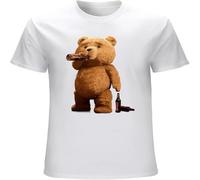 T-Shirt Ted Drink Beer Bear Beer Movie The Happiness is Have My T-Shirt Men's Tops Hipster Tees White XXL