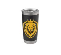 T-shirt The King Lion Shield, Wild Lion Graphic Design Logo Vaso térmico de acero inoxidable de doble pared