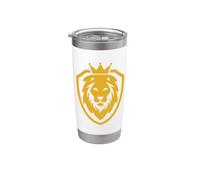 T-shirt The King Lion Shield, Wild Lion Graphic Design Logo Vaso térmico de acero inoxidable de doble pared