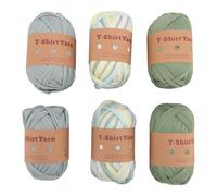 T Shirt Yarn Fabric Cloth Yarn Carpet Yarn 6 Rolls Soft Elastic Washable Multipurpose Knitting Crocheting Yarn for Home Decor DIY Projects Polyester Material (Type 9)