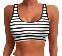 T Shirts Damen Sport-BH Bikinioberteile Racerback Schwimmoberteil Neckholder Badeanzüge Top gepolsterte Crop Tops Badeanzug Lady Summer Tops, Negro , XXL