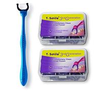 T.Smile Evolutionary Clean Dental Flosser, 100 cabezales de recambio de 2 hebras y 1 mango largo