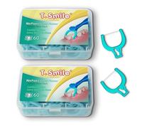 T.Smile NoFuss - Kit de hilo dental dental, mango largo de 5 pulgadas (120 recambios de hilo dental extrafuerte)