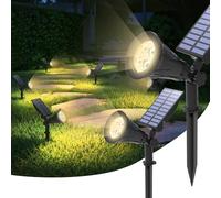 T-SUN 2 Unidades Foco Solar, Impermeable Luces Solares Exterior, Luz de Jardín, 2 Modos de Iluminación Opcionales, Blanco Natural 4000K, Luz de Proyecto Solar para Entrada, Camino.