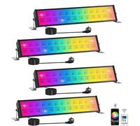 T-SUN 4 Piezas RGBCW Foco LED Exterior, 72W RGB Barra de Luz LED, Iluminación Mural RGB Inteligente con Mando a Distancia/APP/Memoria/Temporizador/Impermeable IP66 para Escenarios Bar Fiesta Jardín