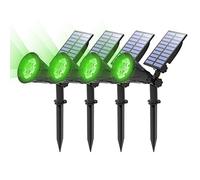 T-SUN 4 Unidades Foco Solar, Impermeable Luces Solares Exterior, Luz de Jardín, 2 Modos de Iluminación Opcionales, ángulo de 180° Ajustable, Luz de Proyecto Solar para Entrada, Camino.