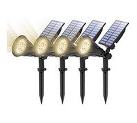 T-SUN 4 Unidades Foco Solar, Impermeable Luces Solares Exterior, Luz de Jardín, 2 Modos de Iluminación Opcionales, Blanco Natural 4000K, Luz de Proyecto Solar para Entrada, Camino.