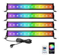 T-SUN 50W RGB Barra de Luz LED, 4 Piezas RGBCW Foco LED Exterior, Iluminación Mural RGB Inteligente con Mando a Distancia/APP/Memoria/Temporizador/Impermeable IP66 para Escenarios Bar Fiesta Jardín