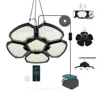 T-SUN 65W Lámpara de Garaje Compatible con 18V Baterías Ma-kita, 6000K | 2000LM Lámpara de Techo con 5+1 paneles Ajustables & USB/Type-C, Protección de Baja Tensión para Garaje, Taller(Sin Batería)
