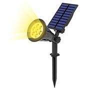 T-SUN 7 LED Foco Solar, Impermeable Luces Solares Exterior, Luz de Jardín, 2 Modos de Iluminación Opcionales, ángulo de 180° Ajustable, Luz de Proyecto Solar para Entrada, Camino.(3000K)