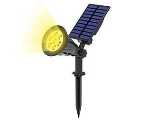 T-SUN 7 LED Foco Solar, Impermeable Luces Solares Exterior, Luz de Jardín, 2 Modos de Iluminación Opcionales, ángulo de 180° Ajustable, Luz de Proyecto Solar para Entrada, Camino.(3000K)