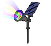 T-SUN 7LED Foco Solar, Impermeable Luces Solares Exterior de 7 Colores, Seguridad y Proyecto Solar para Jardín, Paisaje, Entrada, Patio, Garaje, Muro, Camino