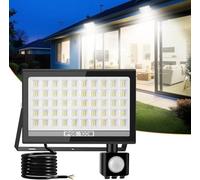 T-SUN Foco LED con Sensor de Movimiento 100W, 10000 LM Luces de Seguridad, IP66 Impermeable, 6000K Blanco Frío, Suministro de Energía Eléctrica Foco Proyector LED para Garaje, Patio, Camino, Jardín
