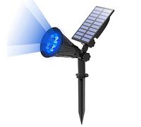 T-SUN Foco Solar, Impermeable Luces Solares Exterior, 2 Modos de Iluminación Opcionales, ángulo de 180° Ajustable, Luz de Jardín para Entrada, Entrada, Camino.(Azul)