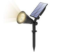 T-SUN Lámparas Solares, Foco Solar Exterior de 4 LED,IP65 Impermeable,Blanco Cálido 4000K,2W 250 Lumenes, Luz de Paisaje al Aire Libre, para Calzada, Patio, Cesped, Pathway, Jardín