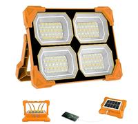 T-SUN Luces solares de trabajo recargables de 100 W, 348 LED, luces solares portátiles para exteriores con USB IP66, impermeable, 2000 mAh, 3 5000 lm, 4 modos de luz y succión magnética para patio