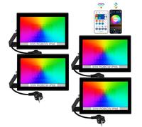 T-SUNUS 4 Pieza Foco LED RGB Exterior 30W, con APP Bluetooth y Mando a Distancia, 16 Millones de Colores, Luce LED Exterior Multicolor para Fiestas Jardín Terraza Discotecas