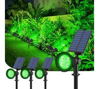 T-SUNUS Luces Solares Exterior Jardin, 4 Unidades Foco Solar Led, IP65 Impermeable, 2 Modos de luminación Opcionales, Luz de Proyecto Solar para Césped Pasillo Terraza Camino, Verde