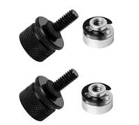 T TAKONE Accesorios Harley Davidson, 2 juegos de tornillos de asiento de motocicleta de aluminio, con clips en C y tornillo moleteado para una fijación segura de asiento de motocicleta (negro)