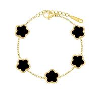 T TAKONE Joyería de trébol de cuatro hojas, chapada en oro de 18 quilates en negro, rojo, blanco y verde, elegante y elegante pulsera para mujeres y niñas amantes de la moda, 22cm*1.3cm*0.2cm, Chapado