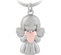 T TAKONE Llavero de ángel de la guarda, llavero de ángel con corazón, acero inoxidable para coche, amuleto de la suerte, regalo para mujeres y amigas, Rosa., 6.8*2.7