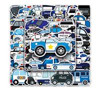 T TAKONE Pegatinas para coches de policía, 50 unidades, vinilo de bomberos, coche infantil, pegatinas impermeables y reutilizables para maleta, botella de agua, portátil, monopatín