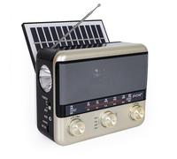 T.TAOMI Radio portátil retro AM FM SW radio de onda corta con altavoz Bluetooth, CA, solar, carga SUB, tarjeta TF, linterna de reproducción USB