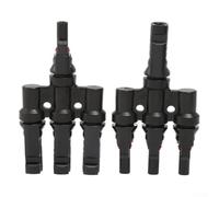 T Tipo Cuatro Vías Conector Solar 1 A 3 Divisor Adaptador Impermeable Conversión Junta Con Material Retardante De Llama Y Núcleo De Cobre Estañado Para Sistemas De Jardín Par Negro