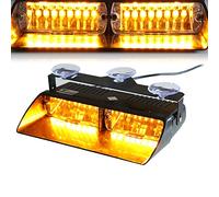 T Tocas 16 LED ámbar Luces de emergencia de aplicación de la ley de alta intensidad para 12V CC Panel interior del vehículo/Ventanas delantera/trasera del parabrisas con ventosas
