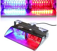 T Tocas 16 LED rojo y azul Luces de emergencia de alta intensidad para la aplicación de la ley para 12V CC Panel interior del vehículo/Ventanas delantera/trasera del parabrisas con ventosas