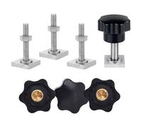 T Track Adapter, Adaptador de Ranura en T, T Slot Adaptador, con Perilla de Sujeción y Arandelas, Adecuado para Bacas, Cofres de Techo, Portaequipajes y Barandillas, 4 Piezas(M6)