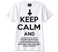 T-Tshirts Camisetas y Tops Keep Calm and Hail Satan Exorcist Exorcism Satanism(Large)