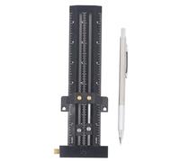 T Type Scribing with Steel Needle Double Line Marking Ruler Woodworking Sliding Measurement and Layout Tool (Negro)