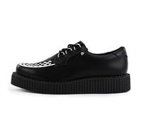 T.U.K Anarchic Creeper by Zapatos de Cuero para Hombres y Mujeres - Color Black Leather White Interlace - Gothic to Punkrock - Brothel Creepers - Zapatos de cuña con Cordones - Talla EU38